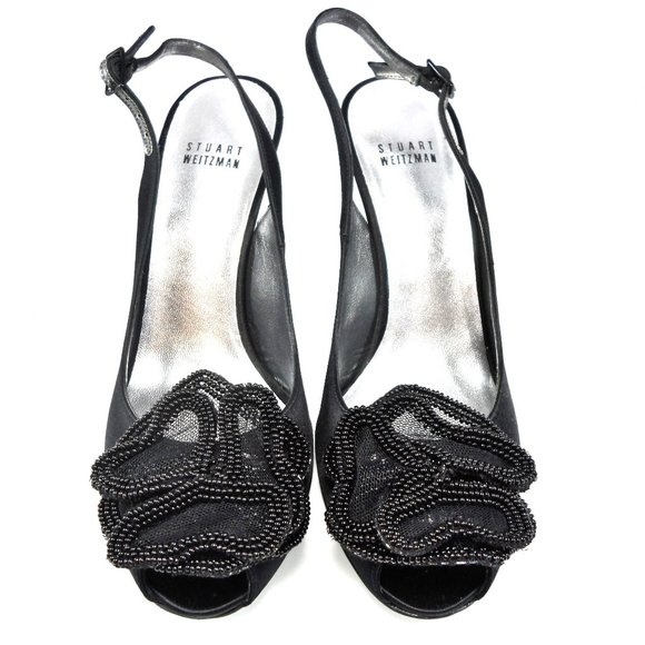 NIB STUART WEITZMAN BEADED MESH BOW SLINGBACK - Picture 5 of 11